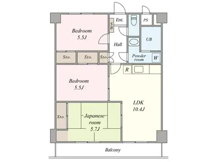 北野レインボービル(3LDK/8階)の間取り写真