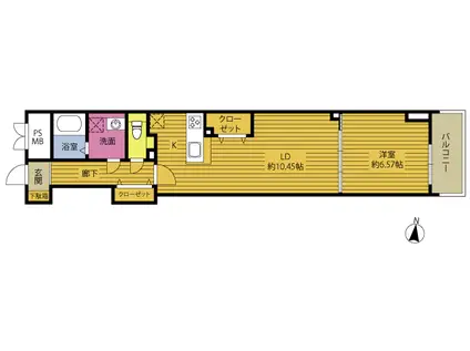 エレグランス府内(1LDK/6階)の間取り写真