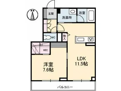 LA GRANDIR(1LDK/2階)の間取り写真