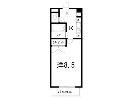 セブンシーズ永国寺(1K/3階)の間取り写真