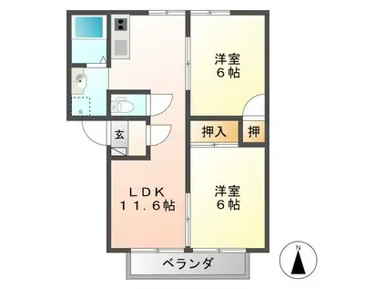 フレグランスむらA B(2LDK/1階)の間取り写真