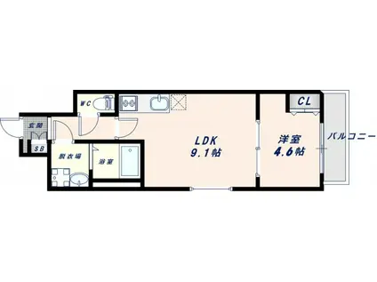 BADGE SANNOSE(1LDK/2階)の間取り写真