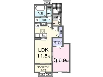 アミスターT I(1LDK/1階)の間取り写真