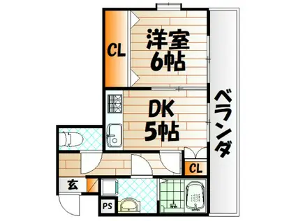リファレンス小倉(1DK/4階)の間取り写真