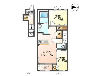 CHARMANT VILLEGE(2LDK/2階)の間取り写真