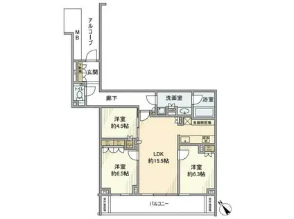 桜プレイス(3LDK/9階)の間取り写真