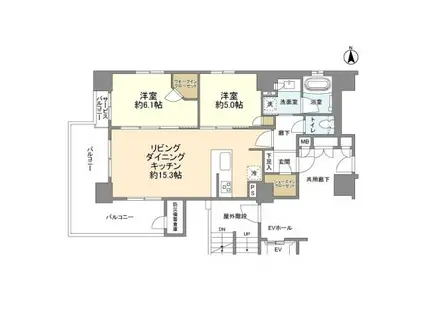 レ・ジェイド南森町(2LDK/11階)の間取り写真