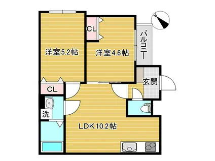 ディーポルタアロッジオ(2LDK/1階)の間取り写真