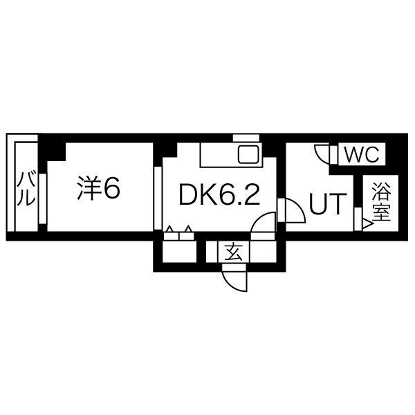 NIPPO CORE 月寒中央(1DK/1階)の間取り写真