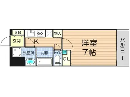 ララプレイス梅田東シエスタ(1K/7階)の間取り写真