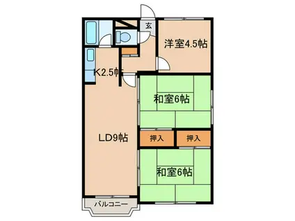 UCドミール52(3LDK/4階)の間取り写真