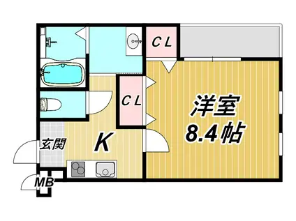 フジパレス立花 ウエスト(1K/3階)の間取り写真
