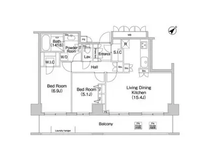 コンフォリア田町(2LDK/6階)の間取り写真
