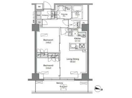 ソライエアイル練馬北町(2LDK/5階)の間取り写真