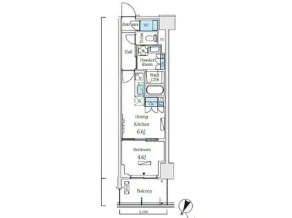 ロイヤルパークス赤羽ノース(1DK/4階)の間取り写真