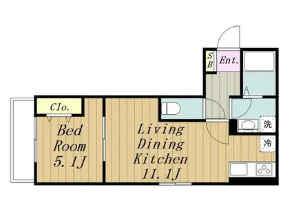 ベルジョルネ(1LDK/1階)の間取り写真
