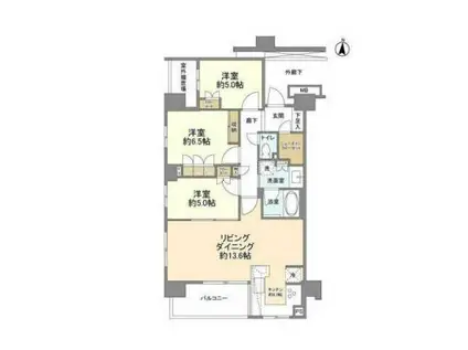 ライオンズウイングゲート(3LDK/5階)の間取り写真