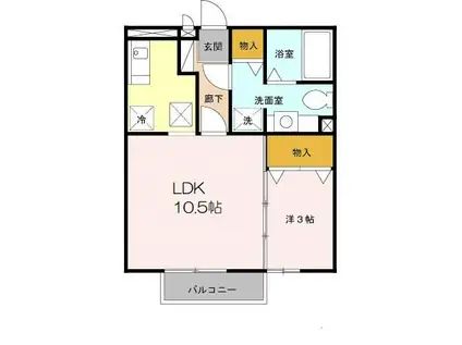 リバーハイツA棟(1LDK/1階)の間取り写真