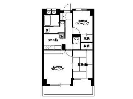 向原フラット(2LDK/2階)の間取り写真