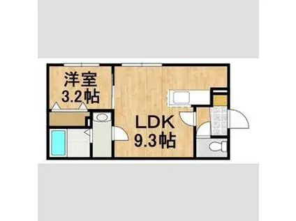 マリオットFビレッジ(1LDK/4階)の間取り写真