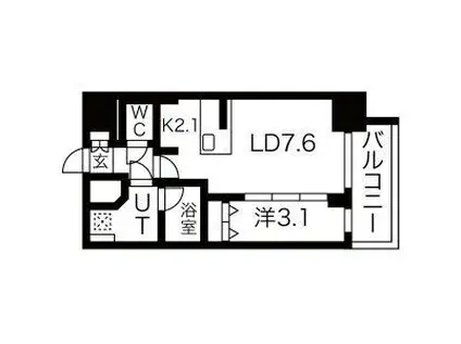 メイクスWアート浅間町(1LDK/12階)の間取り写真