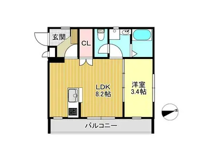 パインズハイム(1LDK/1階)の間取り写真