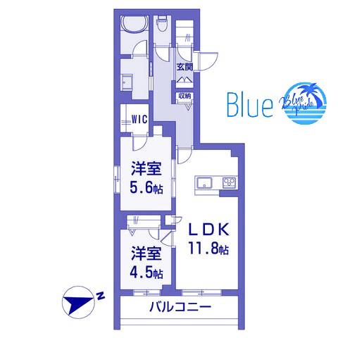 コ一トブランシュ湘南鵠沼(2LDK/3階)の間取り写真