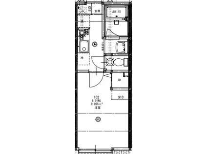 パセオグランデ四街道(1K/1階)の間取り写真