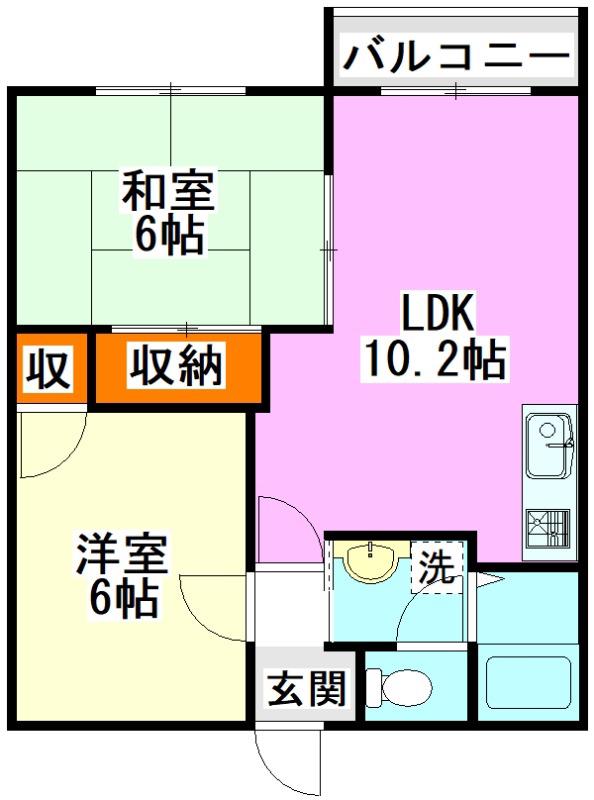 風とひなたのアマルフィ(2LDK/2階)の間取り写真