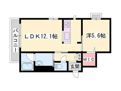 シャーメゾンファーイースト英賀保(1LDK/3階)の間取り写真