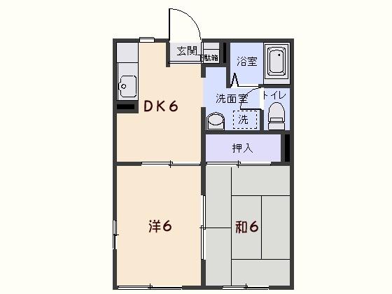 グリーンヒルズA(2DK/2階)の間取り写真