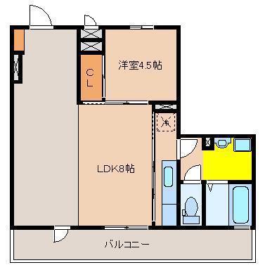 エランビタールSHIOMI(1LDK/1階)の間取り写真
