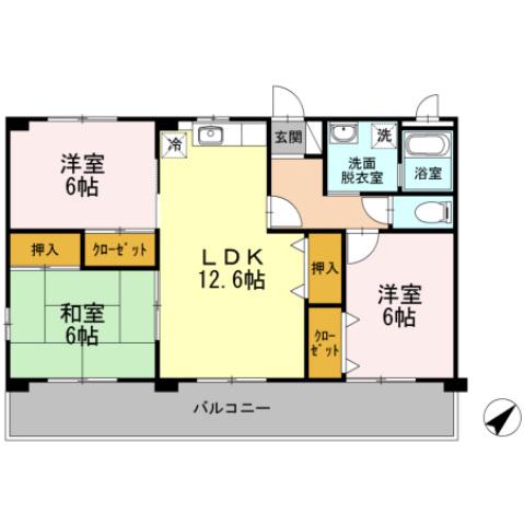メゾンド篠崎(3LDK/3階)の間取り写真