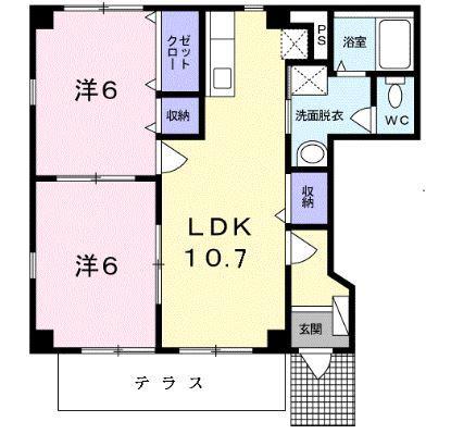 ピ-スコート(2LDK/1階)の間取り写真