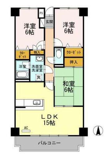 リシェス城崎(3LDK/4階)の間取り写真