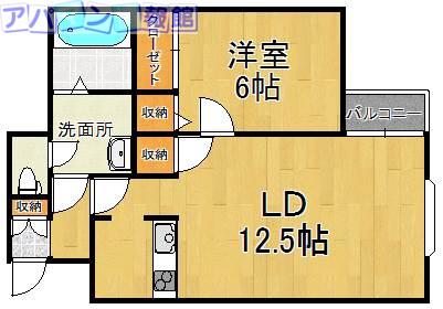メゾンシンフォニーB(1LDK/1階)の間取り写真