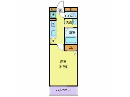 アムール横須賀中央(1K/2階)の間取り写真