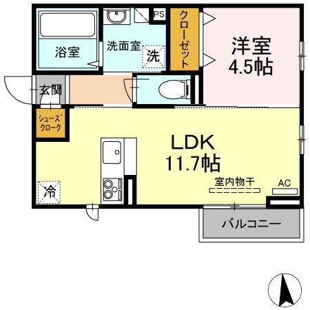 NAGOMI(1LDK/2階)の間取り写真