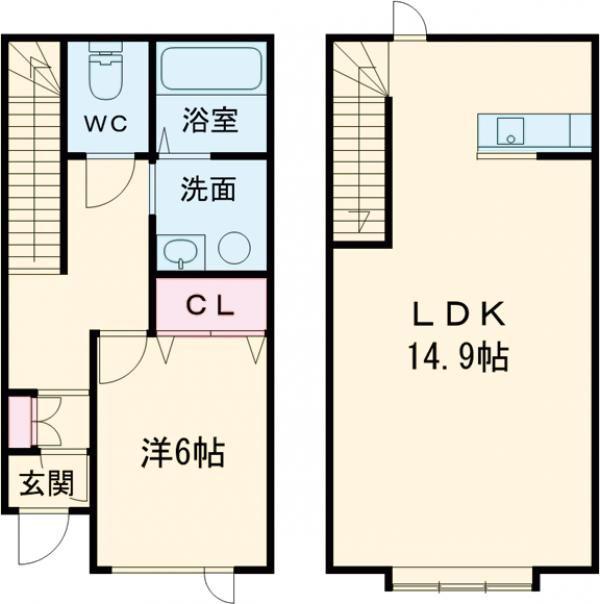 エレノア(1LDK/1階)の間取り写真