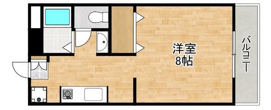 ラクシュリー津高(1K/2階)の間取り写真