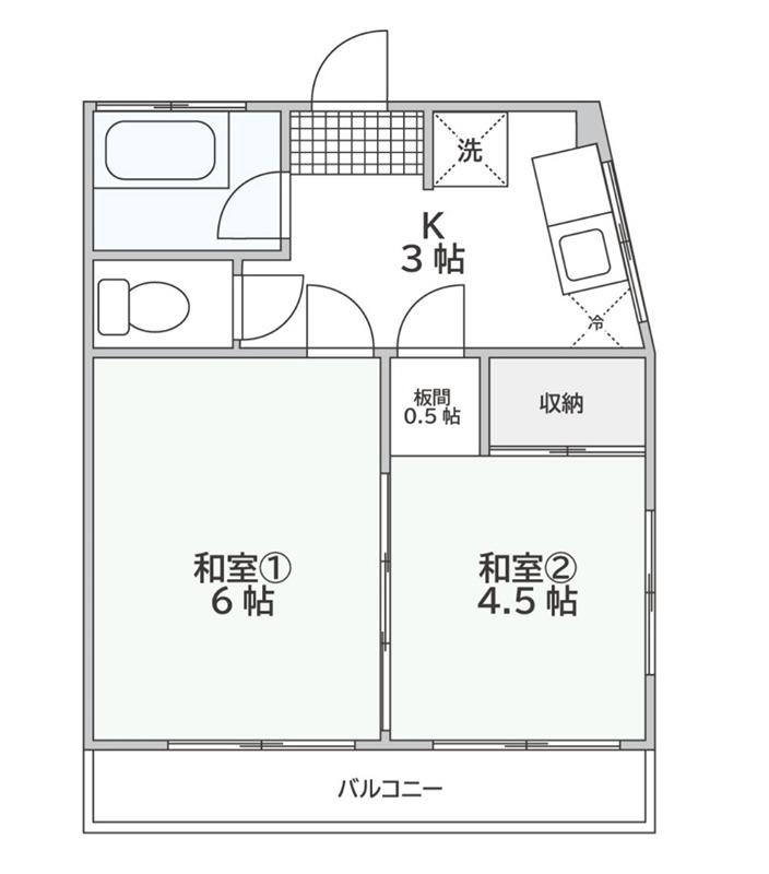草村ハイツ(2K/2階)の間取り写真