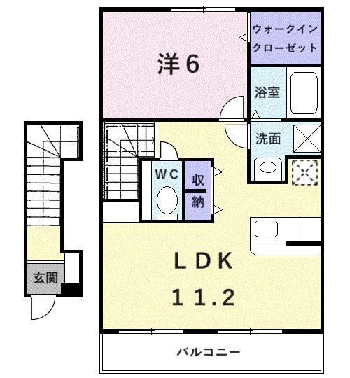 ピエデルモンテ(1LDK/2階)の間取り写真