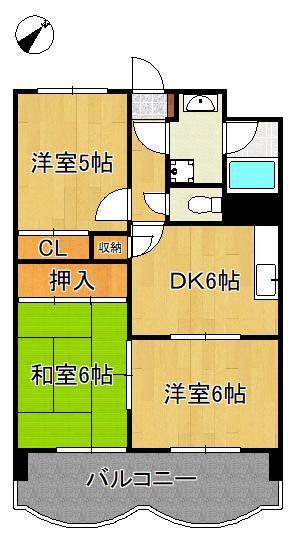 センチュリア芦屋I(3DK/1階)の間取り写真