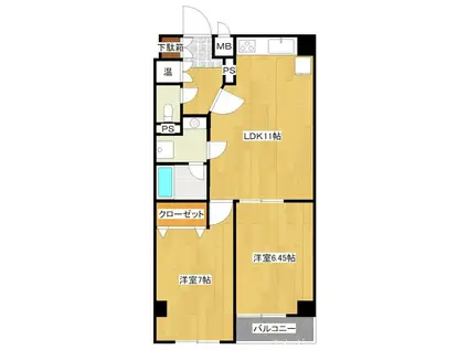 サンビューハイツ清瀬(2LDK/2階)の間取り写真