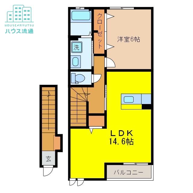 ヒルズ1.小野A(1LDK/2階)の間取り写真