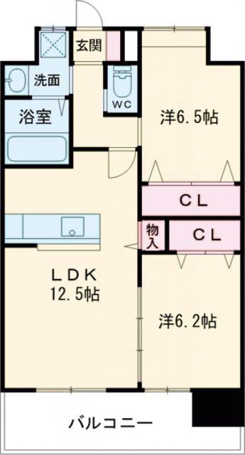 ギャラン穴生(2LDK/10階)の間取り写真