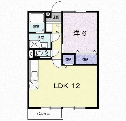 エスポワールハイムB(1LDK/2階)の間取り写真