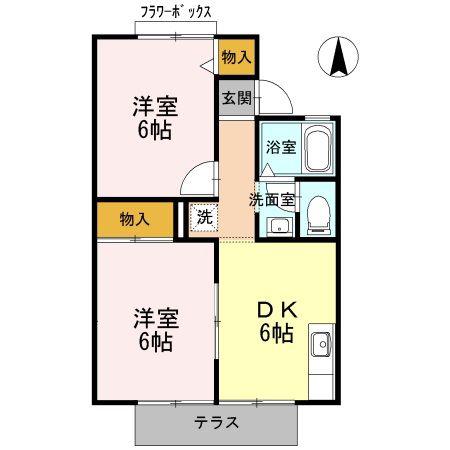 コーポシャルマン(2DK/1階)の間取り写真