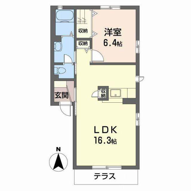 フレーズ上の山(1LDK/1階)の間取り写真