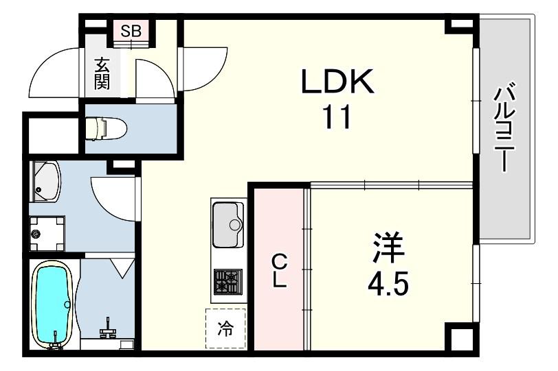 アリビラ六甲(1LDK/2階)の間取り写真